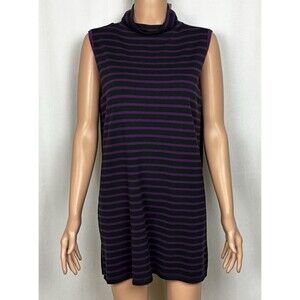 Chico’s Zenergy Women’s Size 2 Large Mockneck Stripe Tank Mystique Purple